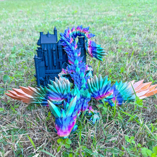 Articulated Crystal Wing Dragon | Fantasy Dragon Model | 3d Printed Dragon | Desk Fidget Toy - Fiction and Flames 