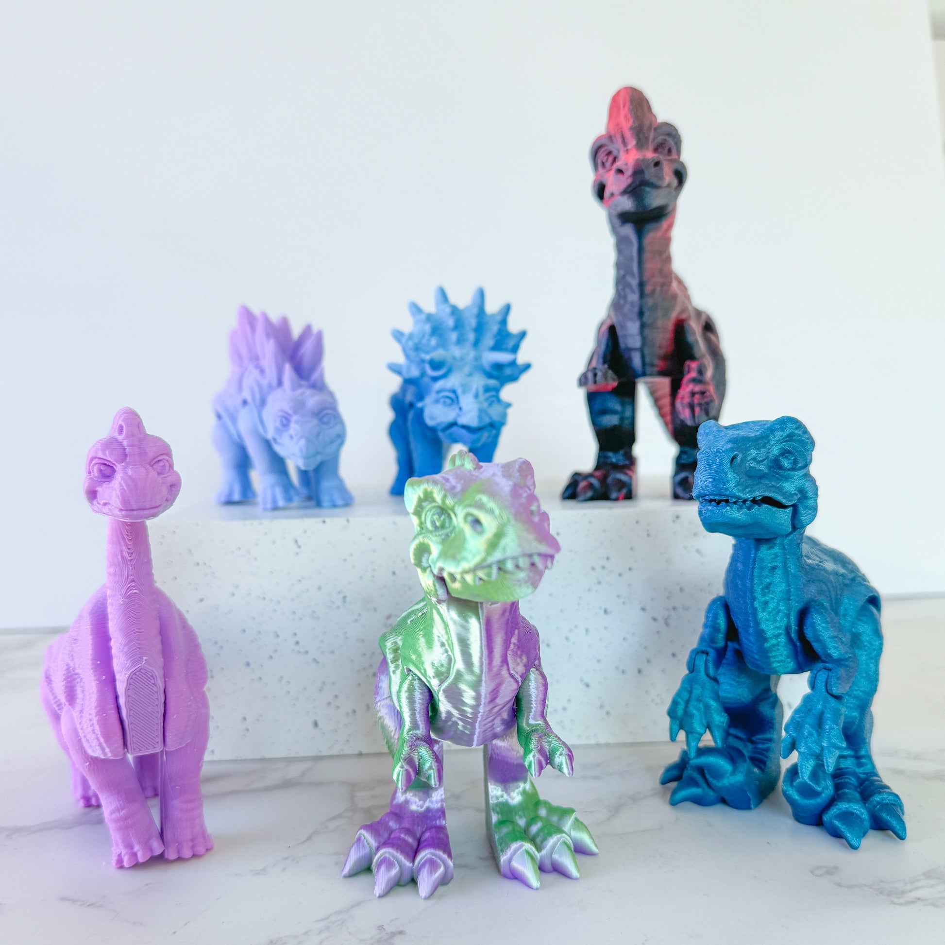 Articulated Tiny Dinosaurs | Prehistoric model | Dinosaur Toy | T-Rex | Raptor | Stegosaurus | Triceratops | Brachiosaurus | Parasaurolophus - Fiction and Flames 