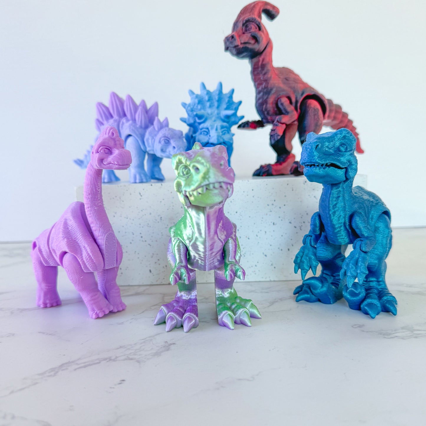 Articulated Tiny Dinosaurs | Prehistoric model | Dinosaur Toy | T-Rex | Raptor | Stegosaurus | Triceratops | Brachiosaurus | Parasaurolophus - Fiction and Flames 