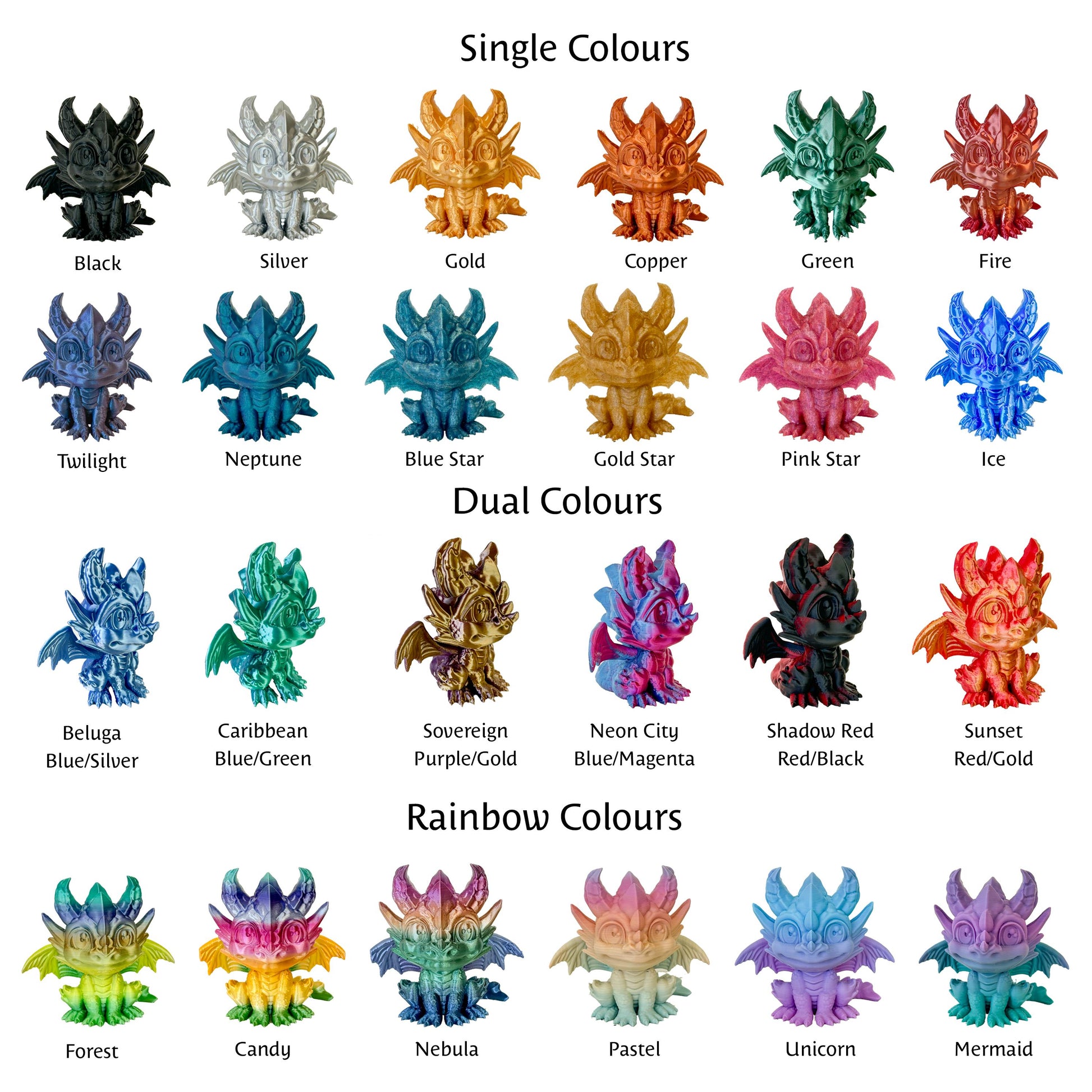 Tiny Dragons - Choose from Rose Dragon, Hollow Dragon, Lunar Dragon, Butterfly Dragon or Winter Dragon | Articulated Dragon | Fidget Toy - Fiction and Flames 