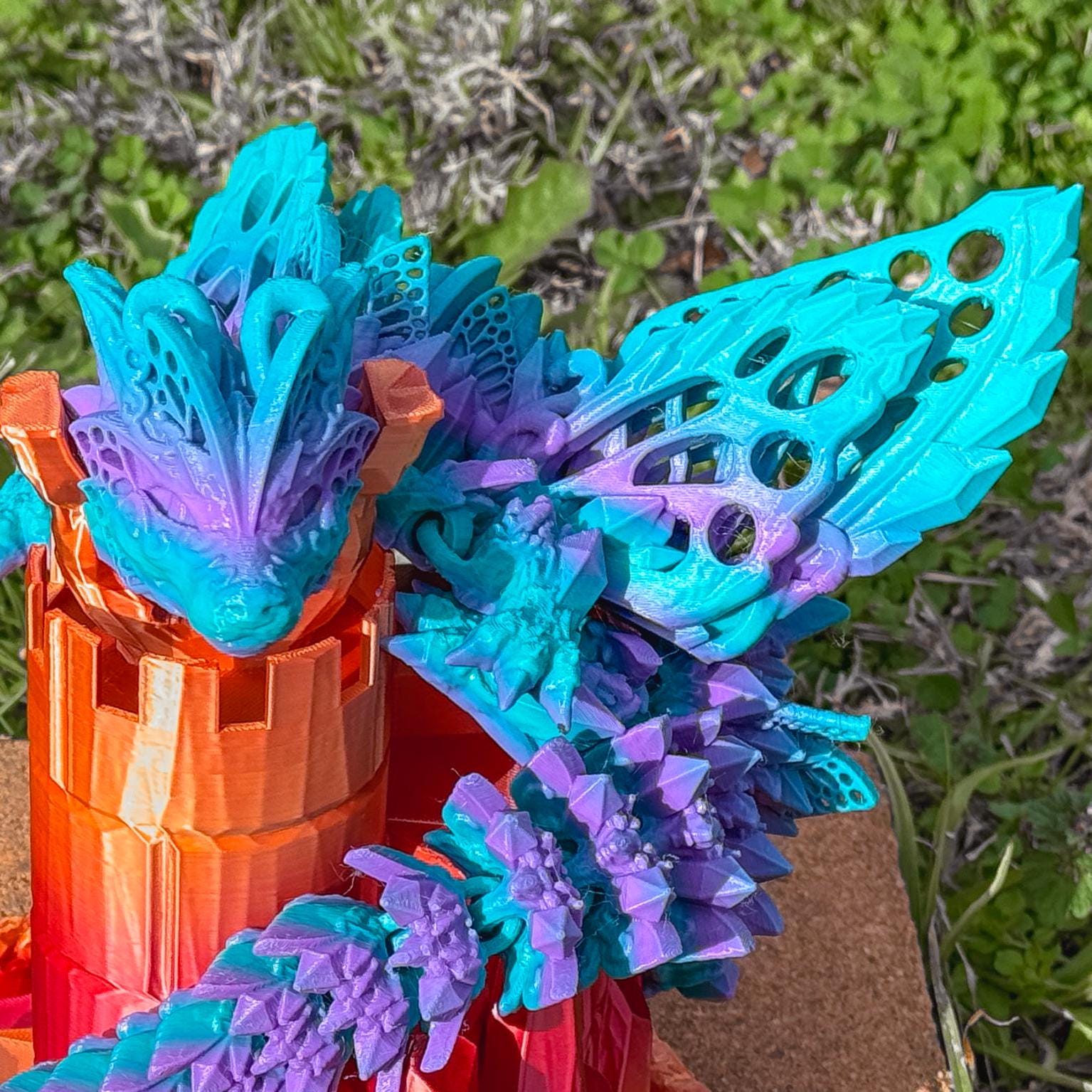 Articulated Fae Wolf Dragon | Fantasy Dragon Model | 3d Printed Dragon | Desk Fidget Toy - Fiction and Flames 