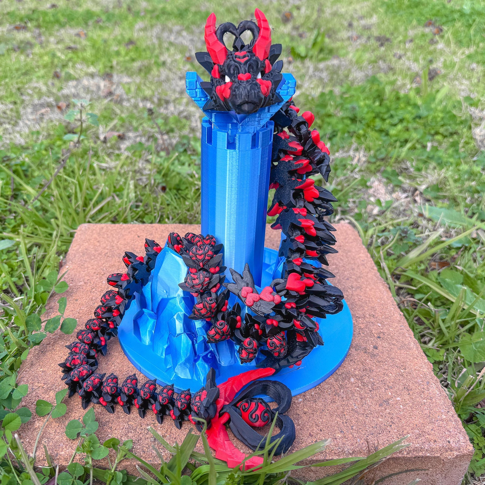 Articulated Heart Dragon | Fantasy Dragon Model | 3d Printed Dragon | Desk Fidget Toy - Fiction and Flames 