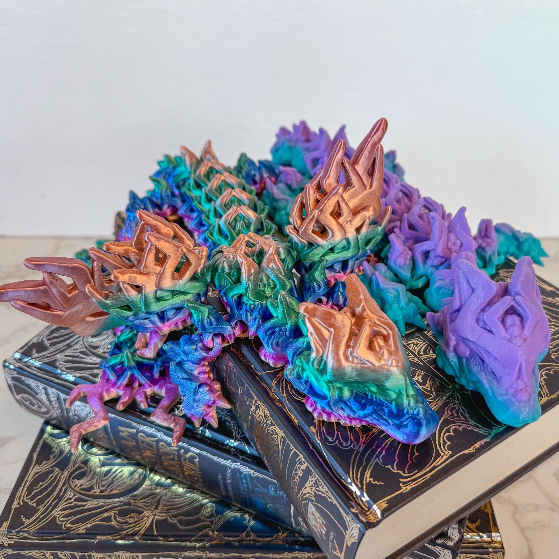 Articulated Storm & StormWing Dragons | Fantasy Dragon Model | 3d Printed Dragon | Desk Fidget Toy - Fiction and Flames 