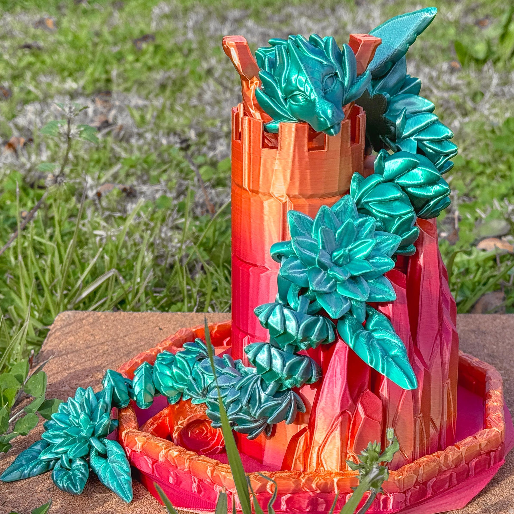 Adult & Baby Serenity Dragon - Floral Enchanted 3D Printed Dragon, Unique Fidget Toy - Fiction and Flames 