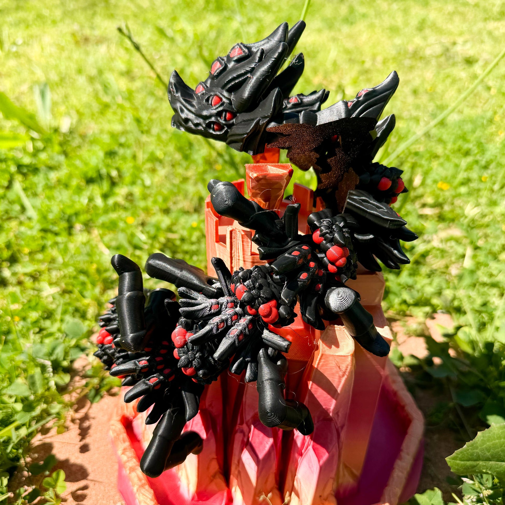 Articulated 3D Printed Dragon - Black Widow Dragon with 31 Moveable Joints and Unique Spider Legs