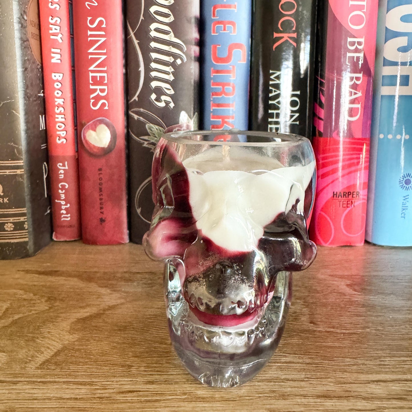 Spooky Halloween Skull Candle Jars | Halloween Fragrances | Wooden Wick | Ceramic Orange Pumpkin Jars - Fiction and Flames 