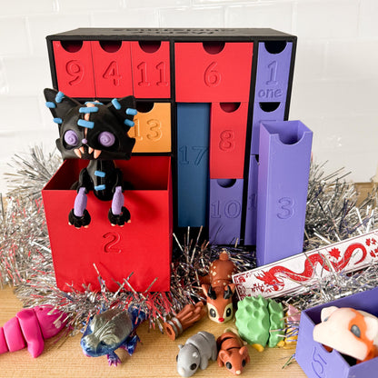 3D Printed Advent Calendar With 24 Hidden Surprises, Bonus Treat on 2nd December, Multi-Functional Organiser