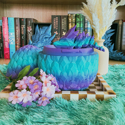 Dragon Egg with Optional Crystal Dragon - 3D Printed Dragon Scale Egg | Fantasy Decor