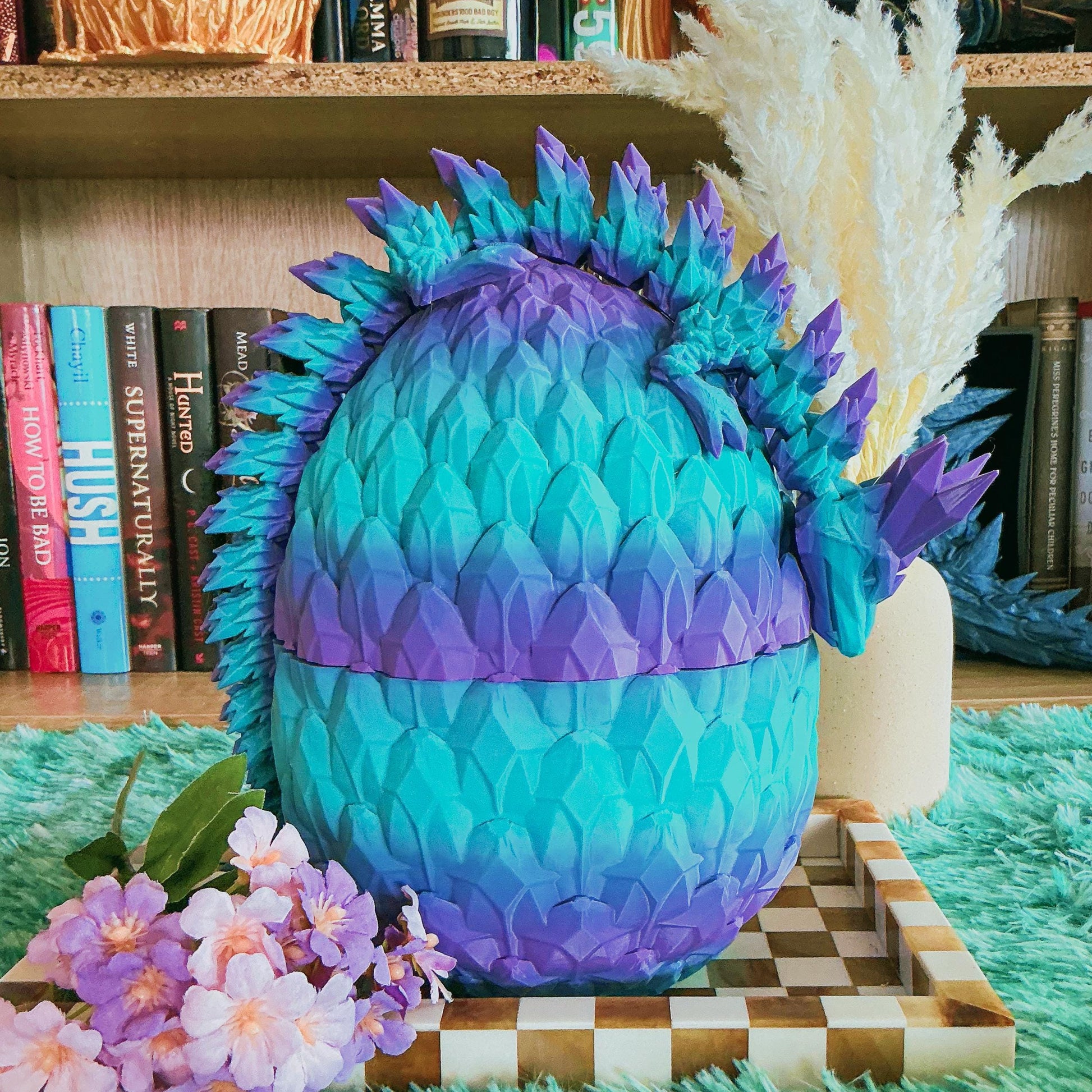 Dragon Egg with Optional Crystal Dragon - 3D Printed Dragon Scale Egg | Fantasy Decor