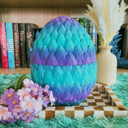 Dragon Egg with Optional Crystal Dragon - 3D Printed Dragon Scale Egg | Fantasy Decor