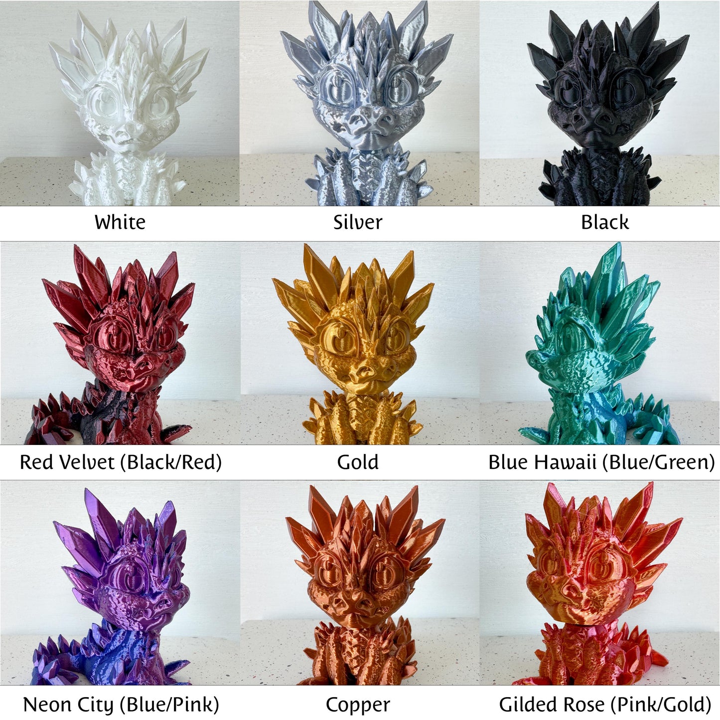 Articulated Crystal Wolf Dragon | Fantasy Dragon Model | 3d Printed Dragon | Desk Fidget Toy