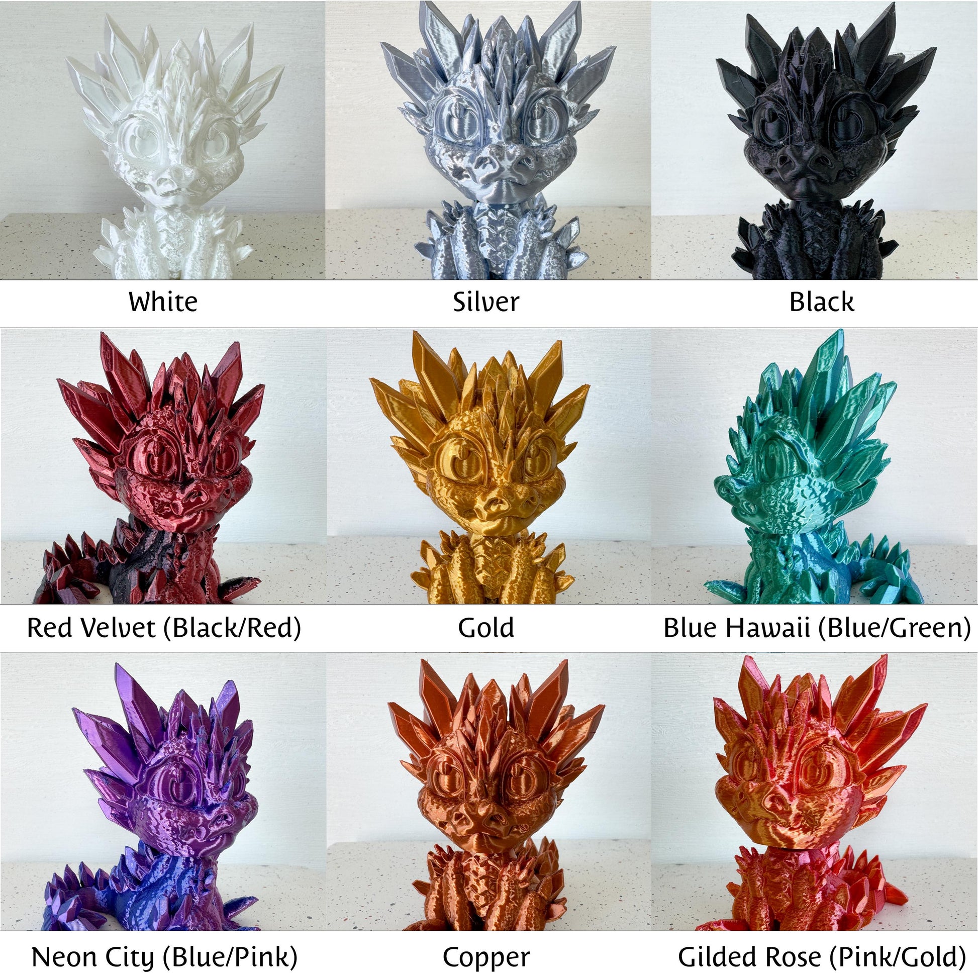 Articulated Crystal Wolf Dragon | Fantasy Dragon Model | 3d Printed Dragon | Desk Fidget Toy