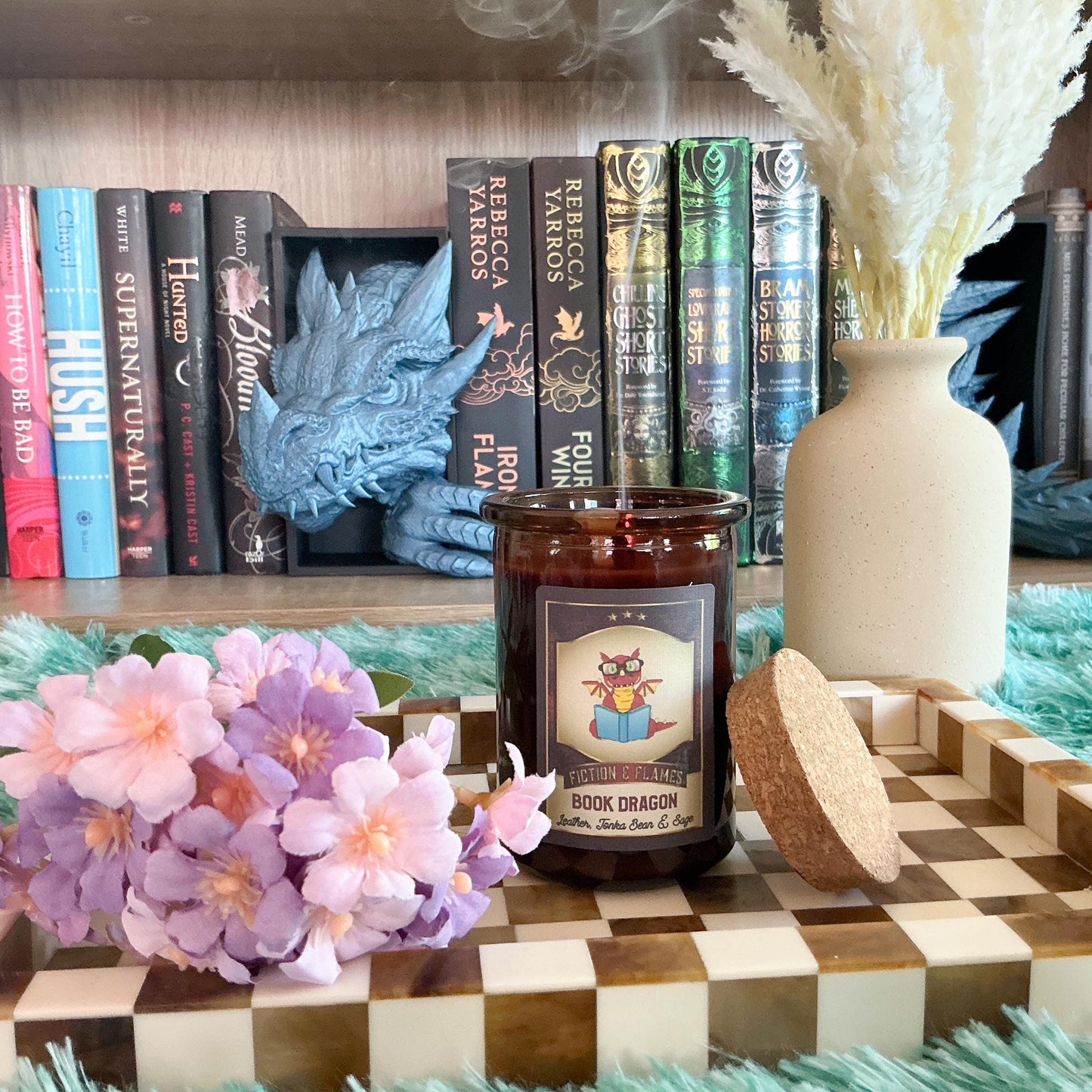 Book Dragon Soy Candle - Leather, Tonka Bean & Sage | Hand-Poured Apothecary Candle | Bookish Candle for Book Lovers