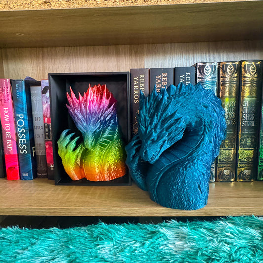 Frost dragon Book Nook | 3d printed | dragon book nook