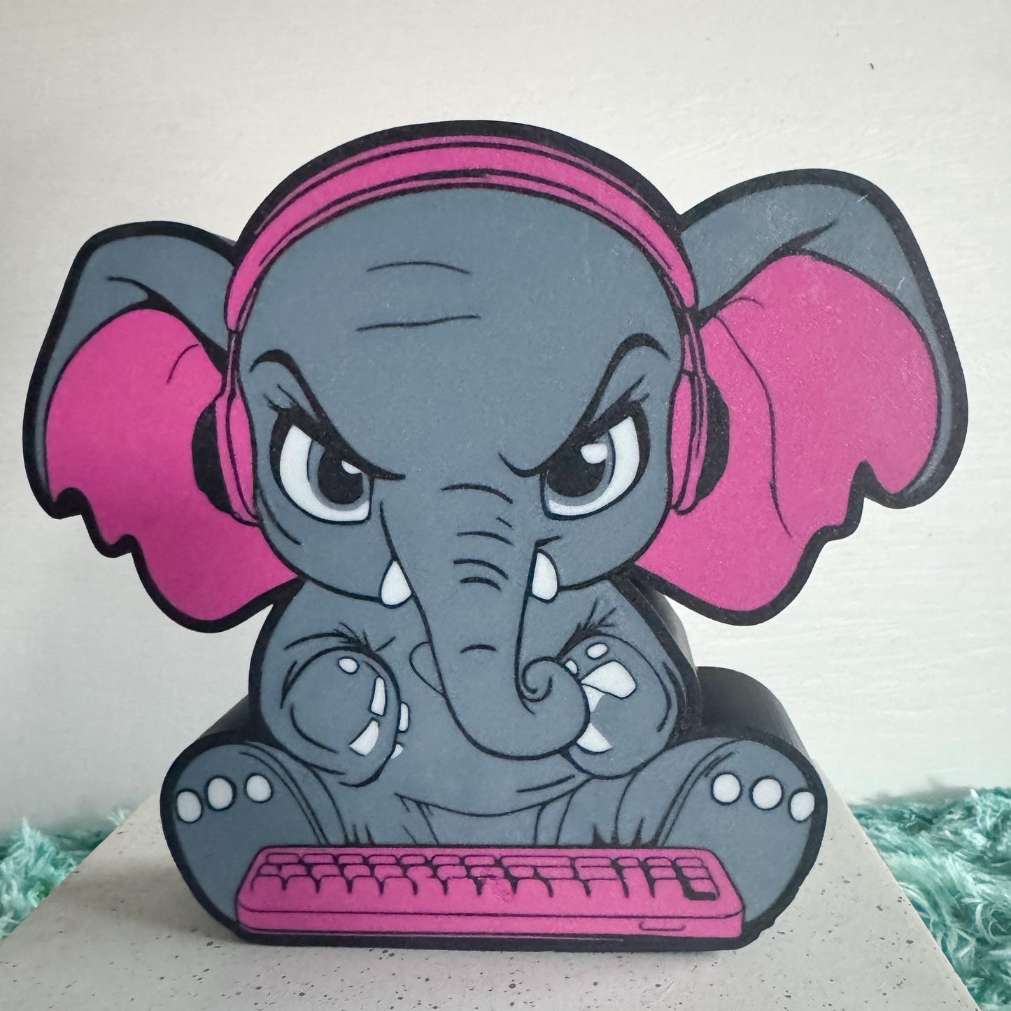 Mad Gaming Elephant Light Box – LED Gamer Decor with Remote | 3D Printed Bookshelf Decor