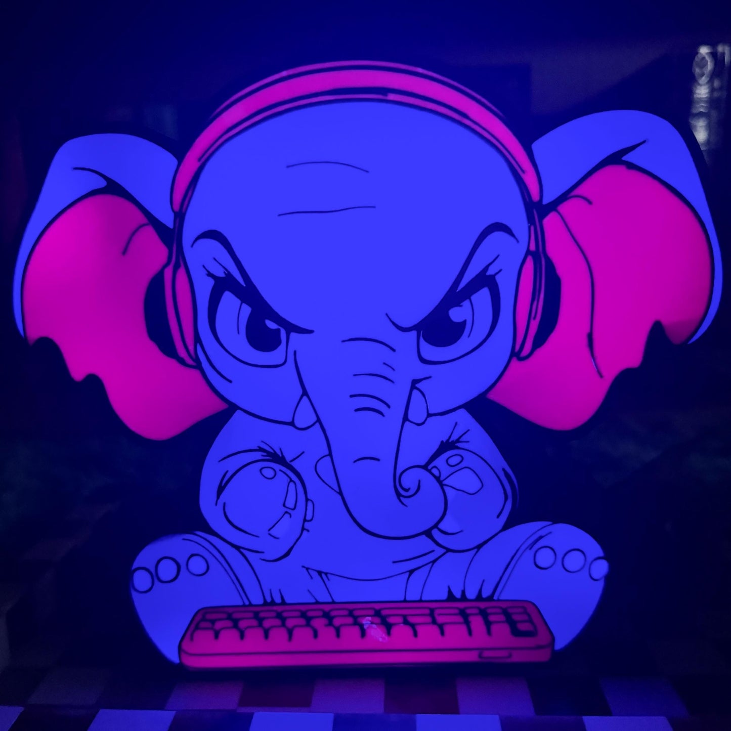 Mad Gaming Elephant Light Box – LED Gamer Decor with Remote | 3D Printed Bookshelf Decor