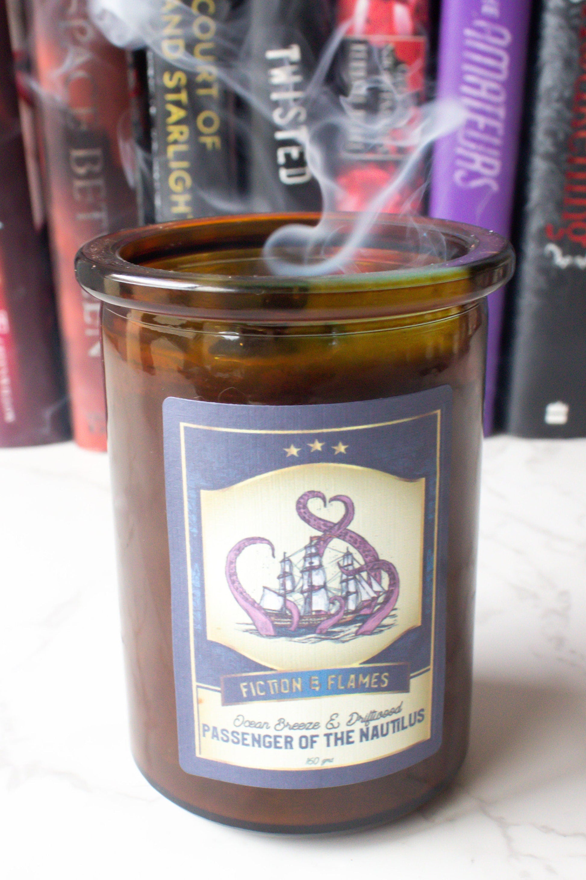 Passenger of the Nautilus | Ocean Scented Candle | Bookish Candle | Wood Wick | Soy Candle | Gift for Writer | Gift for Reader
