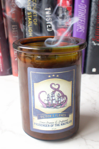 Passenger of the Nautilus | Ocean Scented Candle | Bookish Candle | Wood Wick | Soy Candle | Gift for Writer | Gift for Reader
