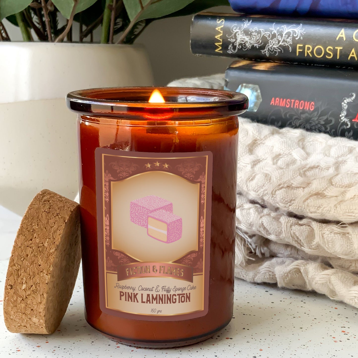 Pink Lamington Scented Candle | Candy Fragrance Candle | Sweet Treat | Birthday Gift | Aromatherapy Candle | Book Lover's Gift