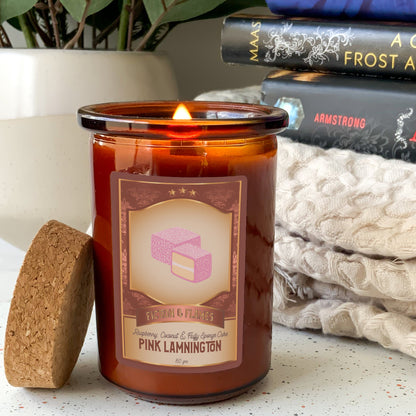 Pink Lamington Scented Candle | Candy Fragrance Candle | Sweet Treat | Birthday Gift | Aromatherapy Candle | Book Lover's Gift