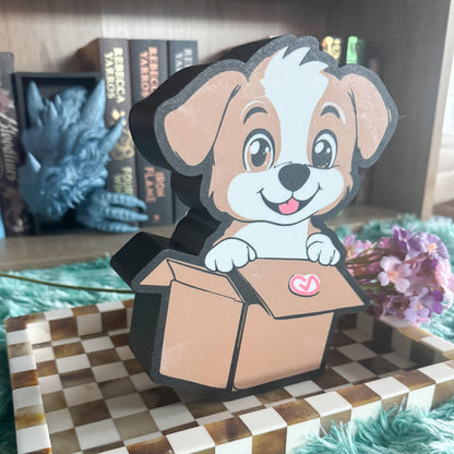 Puppy in a Box Light Box – LED 3d printed Decor with Remote | 3D Printed Bookshelf Decor