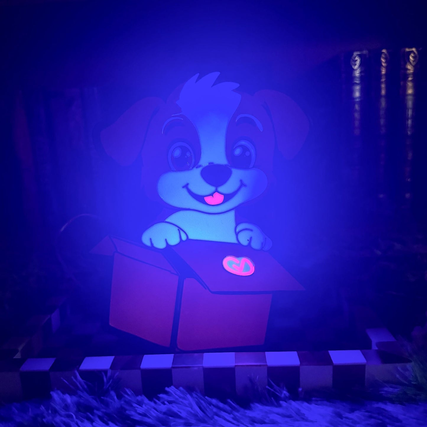 Puppy in a Box Light Box – LED 3d printed Decor with Remote | 3D Printed Bookshelf Decor