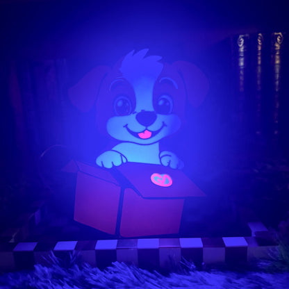 Puppy in a Box Light Box – LED 3d printed Decor with Remote | 3D Printed Bookshelf Decor