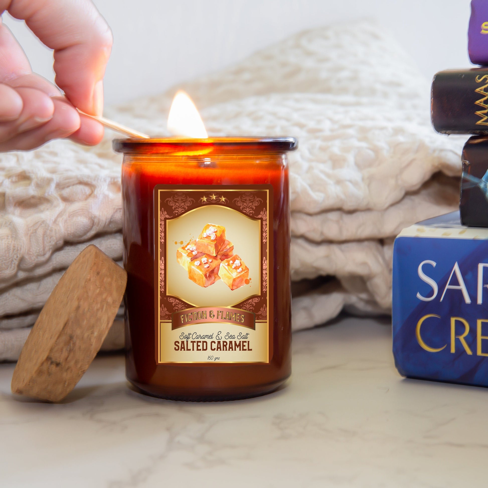 Salted Caramel Scented Candle | Candy Fragrance Candle | Sweet Treat | Birthday Gift | Aromatherapy Candle | Book Lover's Gift
