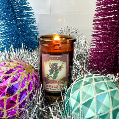 Santa Express Christmas Candle - Pomegranate, Strawberries, Peppermint & Vanilla Scent
