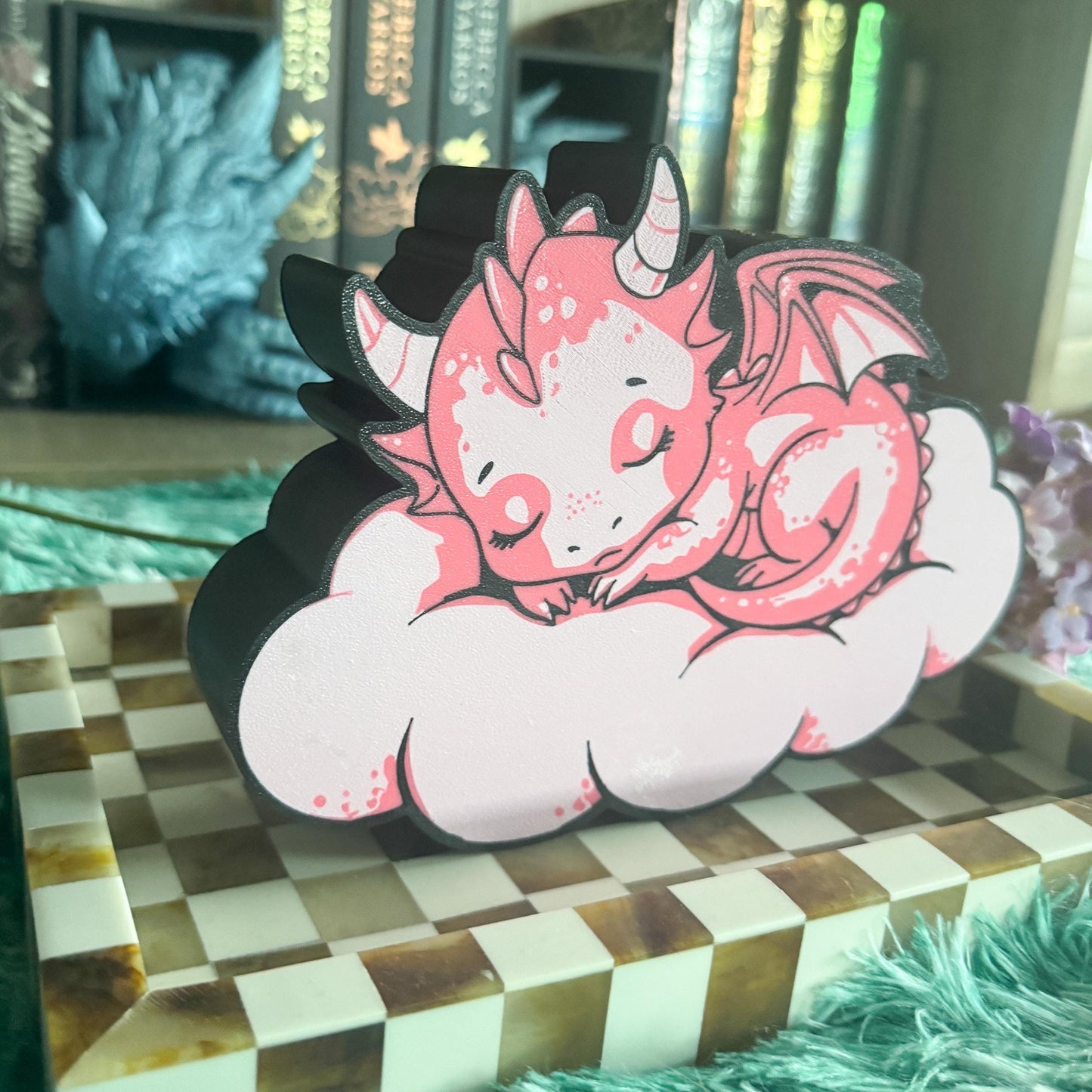 Sleeping Dragon Light Box – RGB LED Fantasy Night Light | 3D Printed LED Lamp | Dragon Decor | Gift for Fantasy Lovers