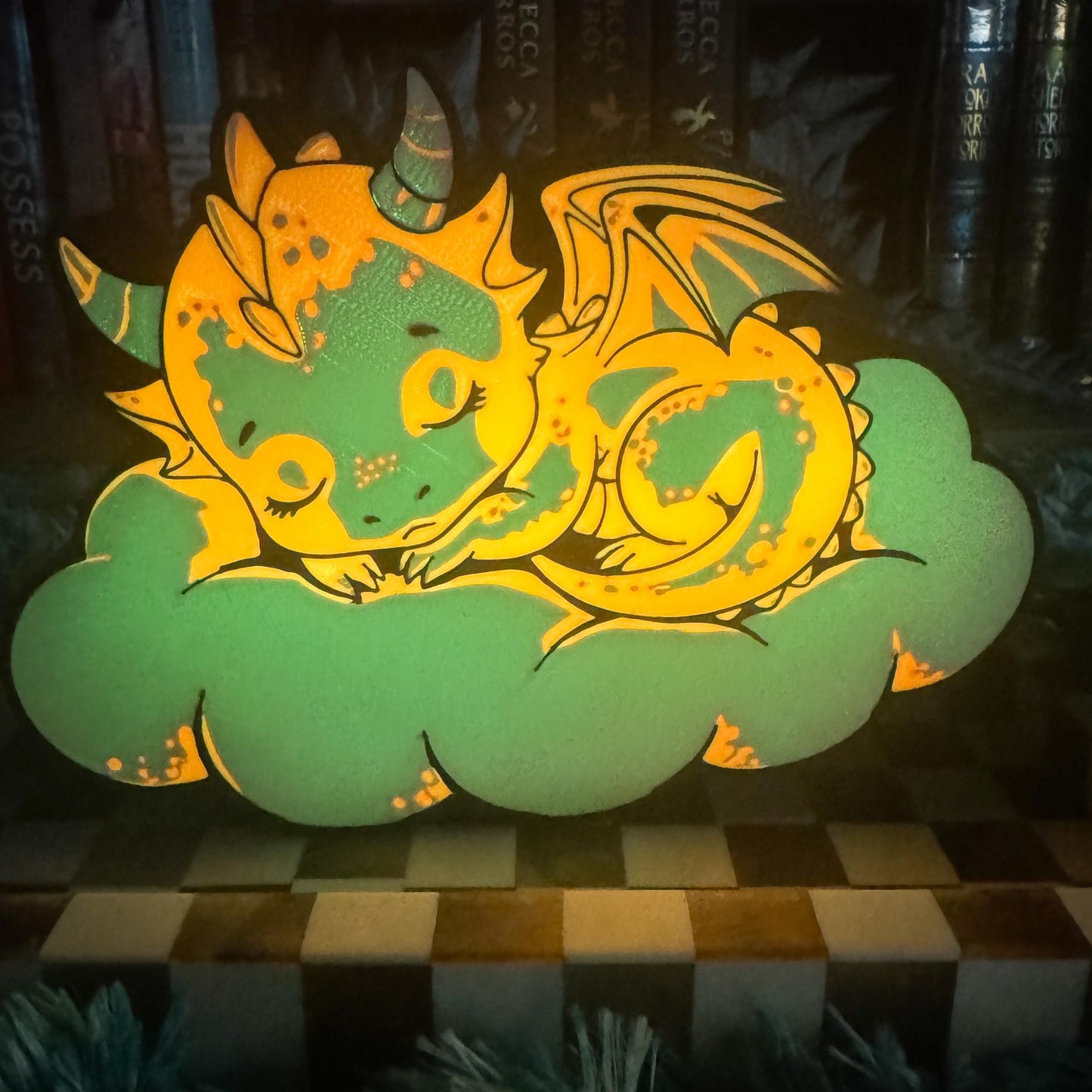 Sleeping Dragon Light Box – RGB LED Fantasy Night Light | 3D Printed LED Lamp | Dragon Decor | Gift for Fantasy Lovers