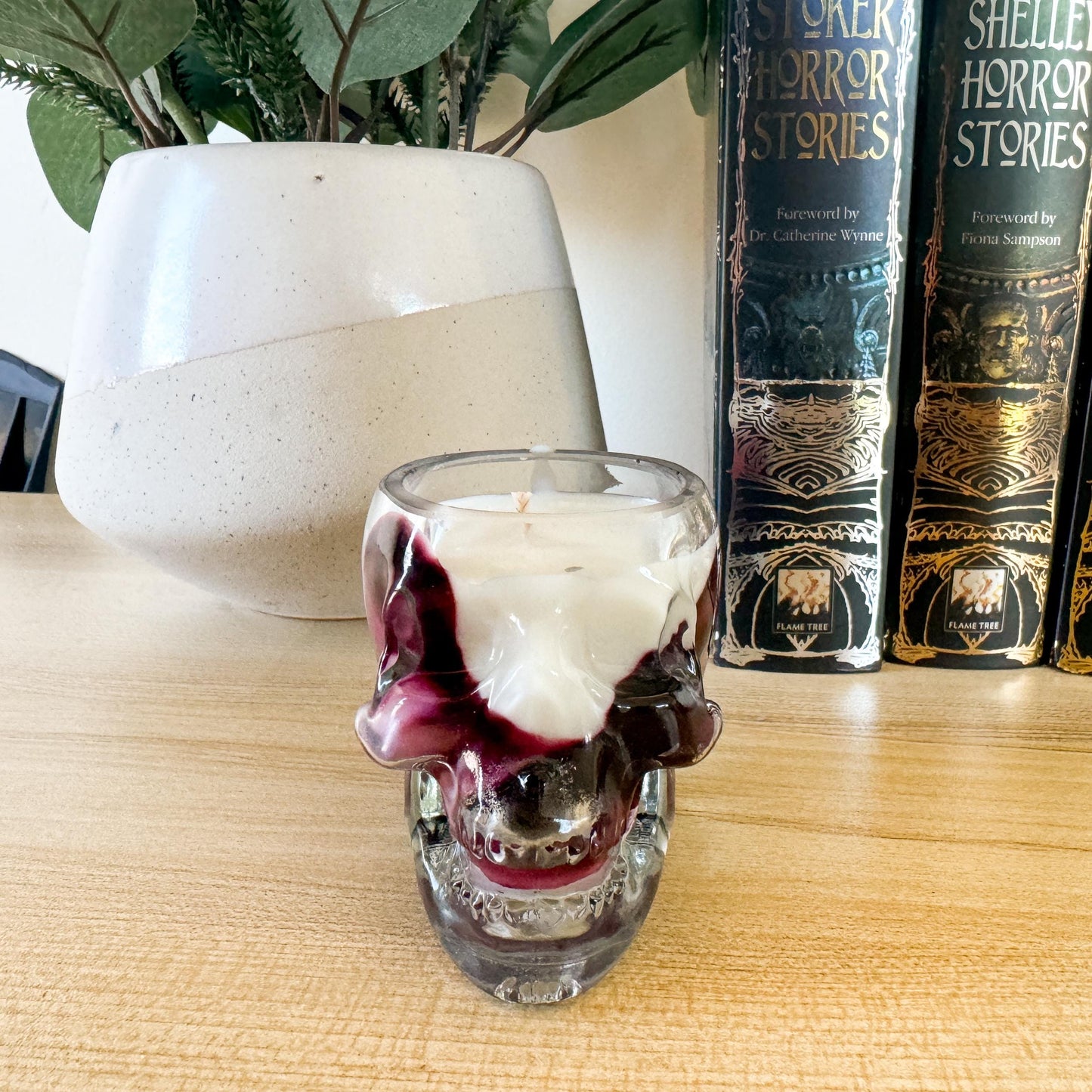 Spooky Halloween Skull Candle Jars | Halloween Fragrances | Wooden Wick | Ceramic Orange Pumpkin Jars