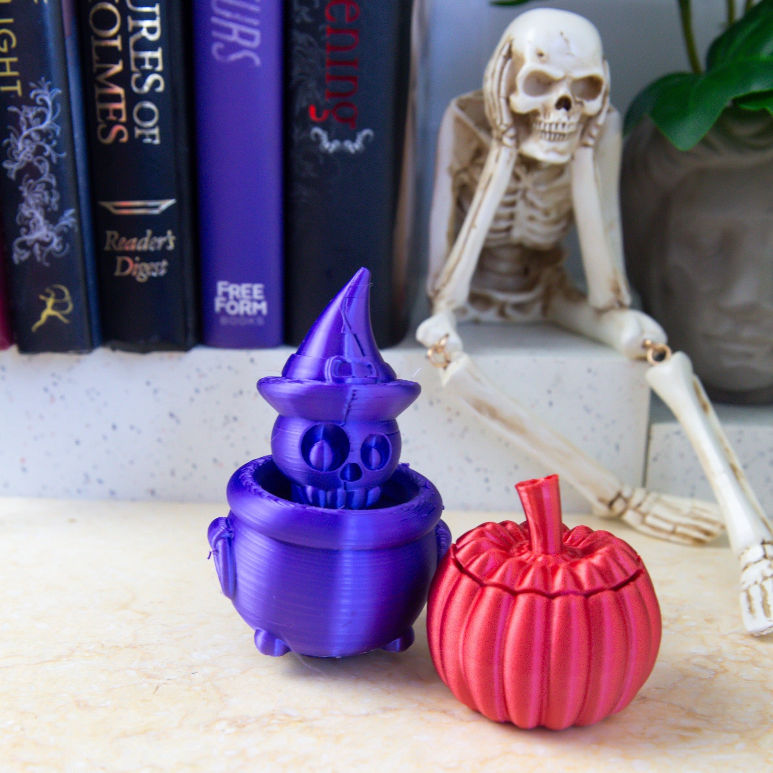 Spooky Peek-a-Boo 3D Printed Halloween Cauldron & Jack-o'-Lantern with ...