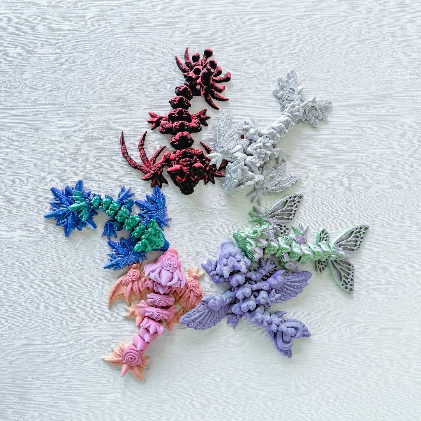 Tiny Dragons - Choose from Rose Dragon, Hollow Dragon, Lunar Dragon, Butterfly Dragon or Winter Dragon | Articulated Dragon | Fidget Toy