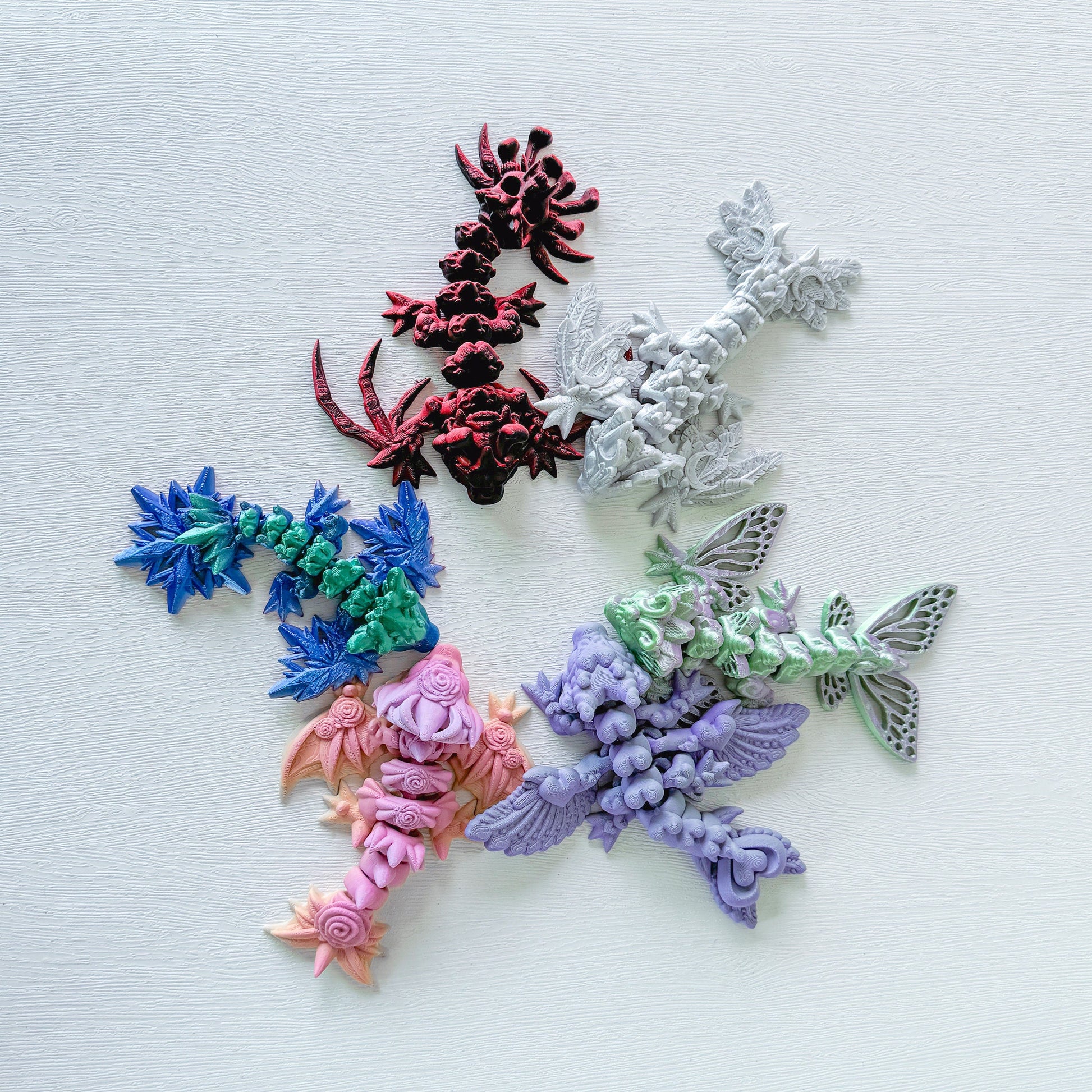 Tiny Dragons - Choose from Rose Dragon, Hollow Dragon, Lunar Dragon, Butterfly Dragon or Winter Dragon | Articulated Dragon | Fidget Toy