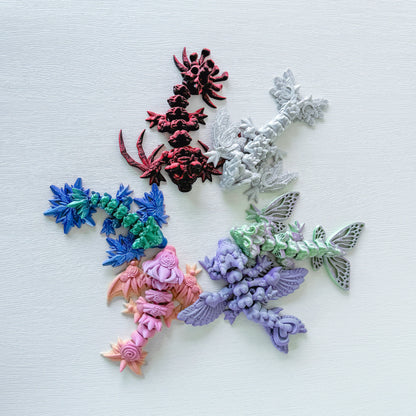 Tiny Dragons - Choose from Rose Dragon, Hollow Dragon, Lunar Dragon, Butterfly Dragon or Winter Dragon | Articulated Dragon | Fidget Toy