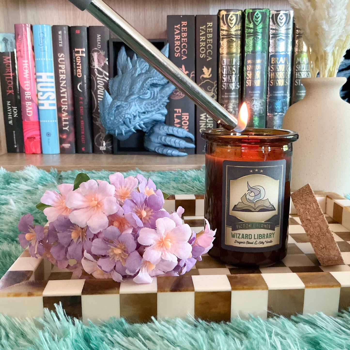 Wizard Library | Dragon's Blood & Silky Vanilla | Soy Candle | Wood Wick | Readers Gift | Writers Gift | Wizarding School Inspired
