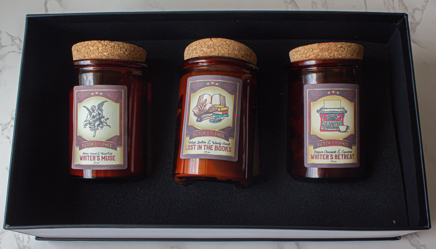 Writers Gift Box | Lost in the Books | Writer's Retreat | Writer's Muse | Book lover gift | Reader Gift | Library Scent | Scented Candle