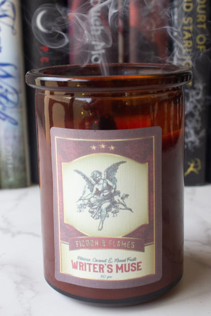 Writer's Muse | Hibiscus, Coconut & Mixed Fruit | Bookish Candle | Reader Gift | Author Gift | Scented Soy Candle | Hand Poured Candle